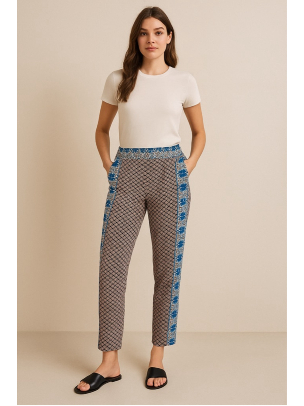 ople Easy Pleat Boho Pants Small Floral Wide Leg Lightweight